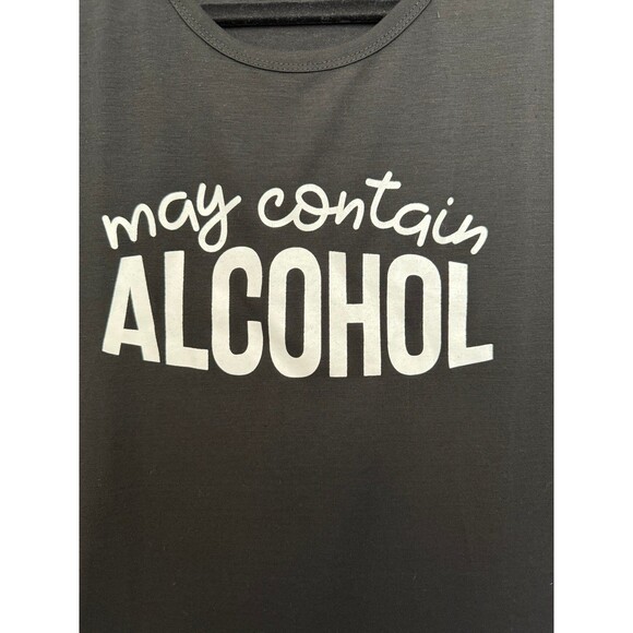 Shein May Contain Alcohol Funny T-Shirt Short Sleeve Black Women's XL - Picture 2 of 7